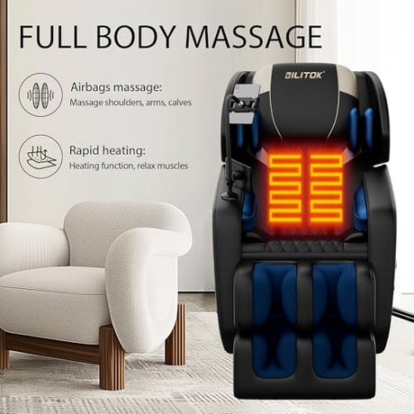 AYJOIR 2025 Massage Chair Full Body Massage Chair with Zero Gravity, Extended Footrest, SL Track, Yoga Stretch, Foot Rollers, and Heating Comfort (Black) AYJOIR
