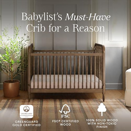 Namesake Liberty 3-in-1 Convertible Spindle Crib with Toddler Bed Conversion Kit in Natural Walnut, Greenguard Gold and FSC® Certified NAMESAKE