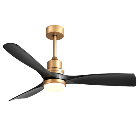 52" Modern Black and Gold Ceiling Fan with Lights and Remote, ETL Listed, 3 Downrods, 3 Blade Gold Black Ceiling Fans, Reversible Quiet DC Motor, 3 Timer for Outdoor Patio Waterproof Bedroom Forrovenco