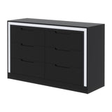 Melodyblue Dresser for Bedroom, 6 Drawer Dresser with LED Light, Black Dressers Chests of Drawers,Organizer Storage Drawers for Hallway, Entryway,Bedroom Melodyblue