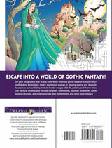 Creative Haven Gothic Fantasy Coloring Book; Skulls, Spiders, Graves, Bats, Cats, Ravens and Other Creepy Images to Color! (Adult Coloring Books: Fantasy) WoodArtSupply