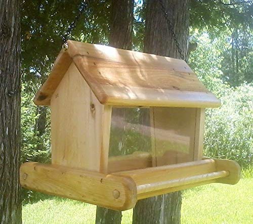 Large Hanging Cedar Wood Bird Feeder WoodArtSupply