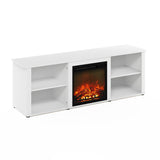 Furinno Classic 70 Inch TV Stand with Fireplace, Solid White Furinno