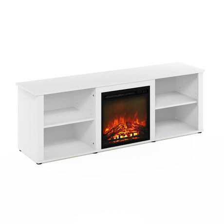 Furinno Classic 70 Inch TV Stand with Fireplace, Solid White Furinno
