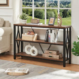 HOMISSUE Sofa Console Table, Rustic Console Table with 3-Tier Storage, Engineered Wood Sofa Tables with Open Shelves, Heavy Duty Entryway Tables for Living Room, Hallway (47 Inch, Rustic Brown) HOMISSUE
