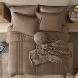 Monbix Queen Comforter Set - 7 Pieces Raw Umber Bed in a Bag Queen Bedding Sets with Comforters, All Seasons Comforter Bed Set with Sheets, Pillowcases & Shams Monbix