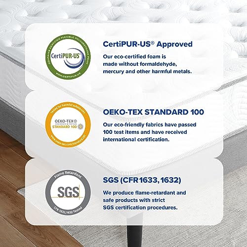 Olee Sleep Full Mattress, 10 Inch Plush Cloud Hybrid Mattress, Gel Infused Memory Foam, Pocket Spring for Support and Pressure Relief, CertiPUR-US Certified, Bed-in-a-Box, Soft, Full Size