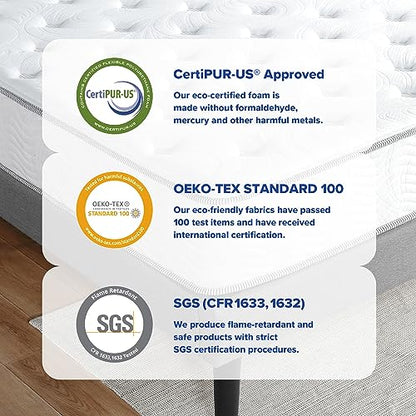 Olee Sleep Full Mattress, 10 Inch Plush Cloud Hybrid Mattress, Gel Infused Memory Foam, Pocket Spring for Support and Pressure Relief, CertiPUR-US Certified, Bed-in-a-Box, Soft, Full Size