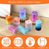 8PCS Reusable Silicone Candle Molds Set - Cylinder/Hexagon/Octagonal/Heart/Flower/Square Shapes for DIY Candle Making, Soap, Resin Crafts, Easy Release Candle Making Kit (8, Cylinder & Hexagon)