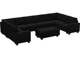 Belffin Oversized Modular Sectional Sofa U Shaped Sofa with Storage Ottoman Convertible 10-Seater Velvet Sectional Sofa with Chaises Black Belffin