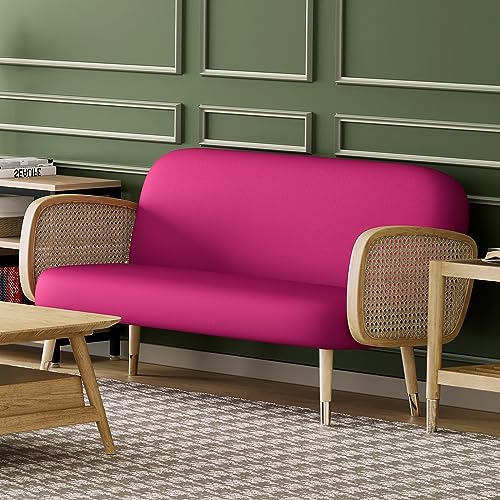 Magshion Futon Cover Slipcover Armless Sofa Cover Furniture Protector Without Armrests Slipcover Soft with Elastic Bottom Queen Size 60"x80"x6" Hot Pink Magshion