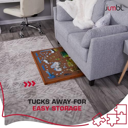 Jumbl 1000-Piece Puzzle Board | 23” x 31” Wooden Jigsaw Puzzle Table with 4 Removable Storage & Sorting Drawers | Smooth Plateau Fiberboard Work Surface & Reinforced Hardwood | for Games & Pu - WoodArtSupply