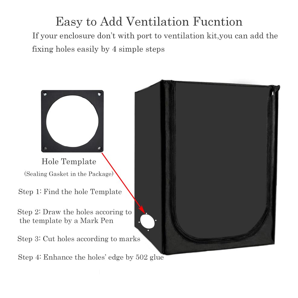 FUNGDO 3D Printer Enclosure Ventilation kit with 4 inch Exhaust Fan Fume Extractor Smoker Absorber Eliminate 3D Printing Resin Smell - WoodArtSupply