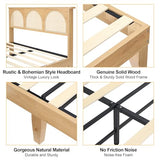 IDEALHOUSE Queen Size Rattan Bed Frame with LED Headboard and Under-Bed Storage IDEALHOUSE