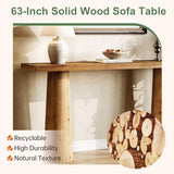 TRIBEWOOD 63-Inch Solid Wood Console Table, Farmhouse Entryway Table, Rectangular Long Sofa Table Behind Couch for Entryway, Hallway, Living Room, Entrance TRIBEWOOD