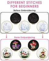 TINDTOP Embroidery Kit for Adult for Beginners, 5 Sets Mushroom Embroidery Kit for Beginners Include Embroidery Cloth Hoops Threads for Craft Lover Hand Stitch with Embroidery Skill Techniques
