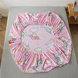 Girls Unicorn Fitted Sheet King Cute Dreamy Horse Bed Sheet Set for Kids Children Bedroom Decor Cartoon Magical Animal Bedding Set Girly Fantasy Unicorn Rainbow Bed Cover (Flat Sheet Not Included) Feelyou