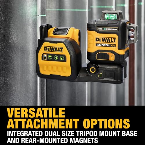 DEWALT 12V/20V MAX XR Line Laser, High Precision 3 X 360, Green, Battery and Charger Included (DCLE34033D1) - WoodArtSupply