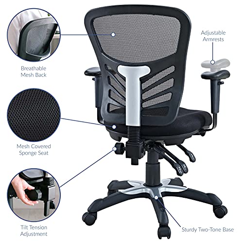 Modway EEI-757-BLK Articulate Ergonomic Mesh Office Chair in Black Modway