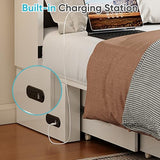 CECER Full Size Murphy Bed with Tri-Folding Mattress，Murphy Bed Full with Large Storage Drawer and Charging Station for Small Spaces/Bedroom（White） CECER