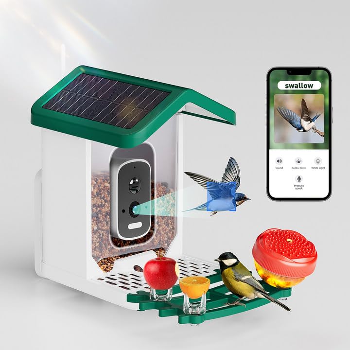Smart Bird Feeder with Camera for Outdoors,Squirrel Proof Bird Feeders for Outside Hummingbird Birdhouse with Solar Powered, 2.5k HD Auto Capture&Ai Identification,Watching Gifts for Bird Lovers Bsemax