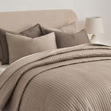EVERGRACEHOME Cotton Sateen Quilt Set King Size, Pre-Washed Cotton Channel Stitch Coverlet Bedspread, 3 Pieces Lightweight Soft Bedding Sets for All Season, with 2 Pillow Shams, Stone Taupe EVERGRACEHOME