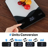 AIMILAR Digital Kitchen Scale 22lb/10kg USB-C Rechargeable, Tempered Glass Top Easy Clean, LED Touch Screen No Buttons, Auto Shut Off