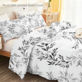 Duvet Cover Single 61" x 79" Size - Reversible Minimalist Retro Botanical Duvet Cover Set for Kids and Adults with Zipper Closure, 3 Pieces Grey Bedding Set with 2 Pillow Shams Generic