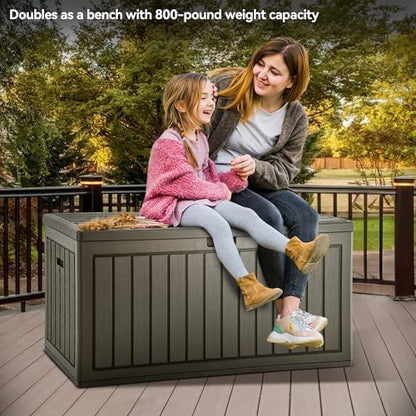 YITAHOME 90 Gallon Large Deck Box, Double-Wall Resin Outdoor Storage Boxes, Deck Storage for Patio Furniture, Cushions, Pool Float, Garden Tools, - WoodArtSupply