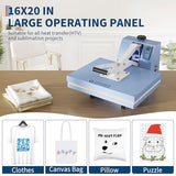 16x20 Heat Press, Digital Professional Press Machine, Fast Heating, Industrial Quality with Adjustable Pressure Industrial Digital Heat Transfer Machine for T-Shirt, Light Blue EliteEdge