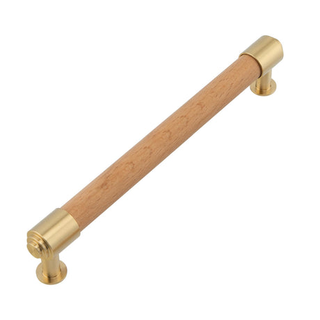 KOXHERO Wood and Brass Cabinet Pulls 7 Inch Center to Center Double Hole 4Pack Modern Kitchen Drawer Handle Unfinished Dresser Knob for Closet Cupboard Wardrobe Brushed Finish KOXHERO