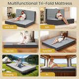 Tri Folding Mattress Twin Size - 6 Inch Dual-Layer Memory Foam Foldable Mattress Portable Futon Sofa Bed with Removable Washable Cover, Handle & Non-Slip Bottom for Guest, Camping, RV, Yoga, Home Use feliz home