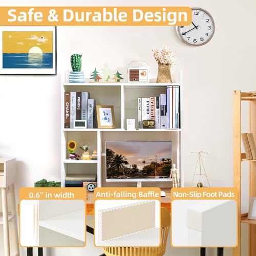 Deli 5-Tier Desktop Shelf - Versatile Wood Desk Hutch Organiser for Home and Office deli