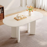 GlimBiz Modern White Oval Kitchen Table, Dining Table for 4-6 People, Easy to Assemble Accent Oval Dinner Room Table with Four Legs for Home,Apartment,Dining Room,Kitchen (Table Only) GlimBiz