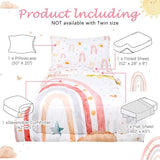 CARUILI Toddler Bedding Set for Girls, 4 Piece Rainbow Toddler Girl Bedding Set, Super Soft & Lightweight Toddler Comforter Set Includes Comforter, Flat Sheet, Fitted Sheet, Pillowcase (Pink) CARUILI