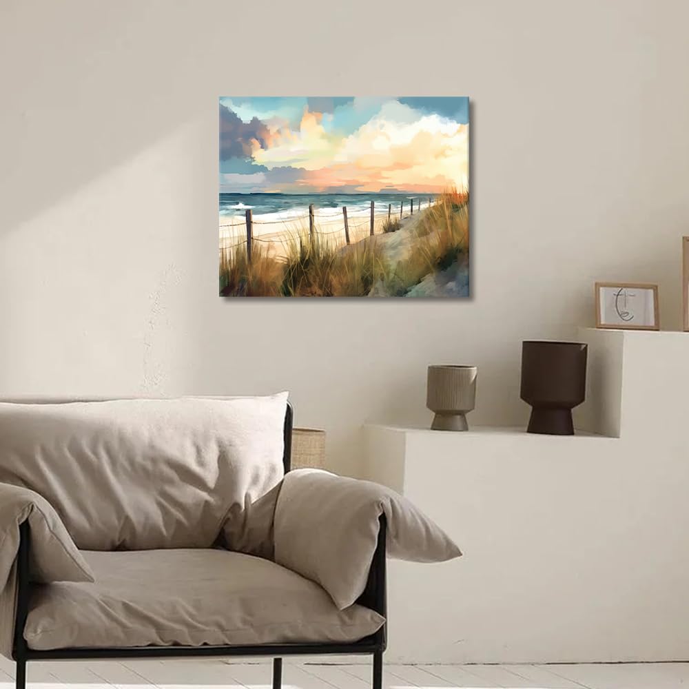 TUMOVO Paint by Numbers for Adults and Kids Summer Landscape with Sea DIY Paint by Number Oil Paintings Arts and Crafts Paint by Numbers Kits Acrylic Painting Home Decoration 16 x 20 Inch TUMOVO