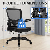 KLASIKA Desk Chairs with Wheels, Ergonomic Mesh Office Chair Adjustable Height and Swivel Lumbar Support Home Office Chair with Flip Up Armrests (8PK) KLASIKA