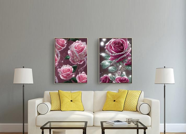 GXGLLPZBY 4 Pack Diamond Painting Kits for Adult Beginners,5D DIY Rose Flower Diamond Art Kits for Adult,Full Round Drill Floral Diamond Dot Gem Art Kits,Home Wall Decoration 11.8x15.8 Inches GXGLLPZBY