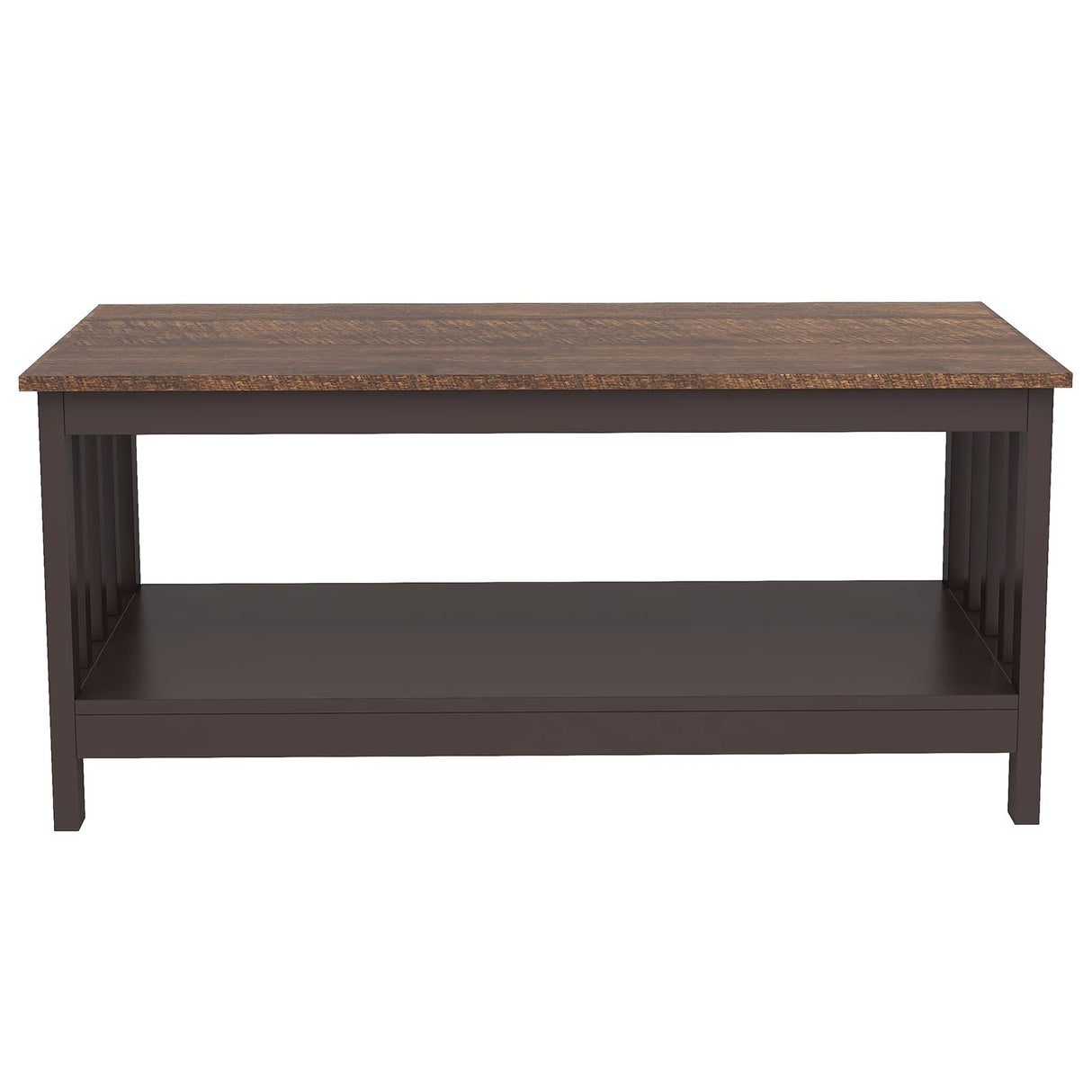 ChooChoo Farmhouse Coffee Table, Espresso Living Room Table with Shelf, 40 Inch ChooChoo