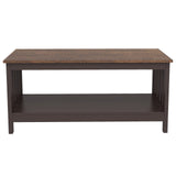 ChooChoo Farmhouse Coffee Table, Espresso Living Room Table with Shelf, 40 Inch ChooChoo