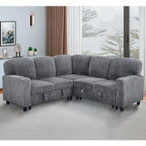 Ball & Cast L-Shaped Sleeper Sofa Bed,5 Seater Sectional Couch with Pull Out Bed and USB Charging,Cupholders & Storage Seats,Convertible Sofa Bed for Living Room,Apartment,Corduroy Fabric,Gray,81" Ball & Cast