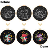 Nuberlic 3 Pack Embroidery Kit for Adults Beginners, Stamped Cross Stitch Starter Kit with Mushroom Patterns, Embroidery Hoops, Threads, Needles & Instructions, DIY Needlepoint Craft Gift
