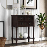 Knocbel Slim Antique Entry Console Table with Drawers & Bottom Open Shelf, Solid Wood Sofa Couch Table for Entryway Hallway Living Room (Espresso) Knocbel