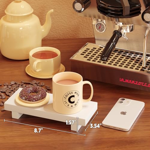 Greatseas Bathroom Tray Bathroom Decor, Small Bathroom Counter Organizer Wood Pedestal Stand, White Wood Tray for Kitchen Sink Vanity Countertop, Dish Soap Holder Display Risers 8.7" x 3.5" x 1.6" Greatseas