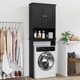 Shintenchi Over The Toilet Storage Cabinet, Bathroom Shelf Organizer with Anti-Tip Device Small Freestanding Space Saver with Adjustable Shelf，Black Shintenchi