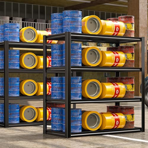 Raybee 40" W Garage Shelving Wide Storage Shelves 4 Tier Metal Shelves for Storage Load 1600LBS Adjustable Heavy Duty Shelving Sturdy Metal Shelving for Pantry Kitchen 40" W x 19.1" D x 56.9" H Raybee