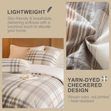 hadamick 100% Cotton Comforter Set Twin Size – Reversible Yarn-Dyed Checkered Design, Soft Washed Cotton on Both Sides, Lightweight All-Season Bedding, Machine Washable(Grey White Plaid, 68”x90”) hadamick