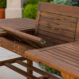 Walker Edison Maui Modern 6 Piece Solid Acacia Wood Slatted Outdoor Dining Set, Set of 6, Dark Brown Walker Edison