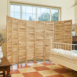 Room Partitions and Dividers, Temporary Wall with Double Hinges, 5.6 Ft Tall Folding Louver Wood Screen for Home Office Bedroom Hotel Decoration (8 Panels, Wood Color) Svimi