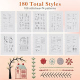 Tofficu 2026 Upgraded Embroidery Stitch Book - 180 Patterns Embroidery Starter Practice Book, Beginner Cross Stitch Supplies Kit with 6-Ring Binder 24-Color Threads & Tools for Adults DIY Craft Gift